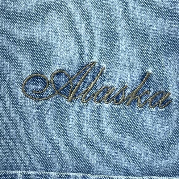 Vintage Alaska Rugged Wear Mens XL Button Down Chambray Denim Long Sleeve Shirt - Picture 6 of 9